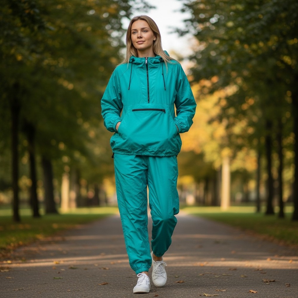 Sportsmaster Track Suit Womens Medium Teal Nylon Windbreaker‎ Set Made in USA